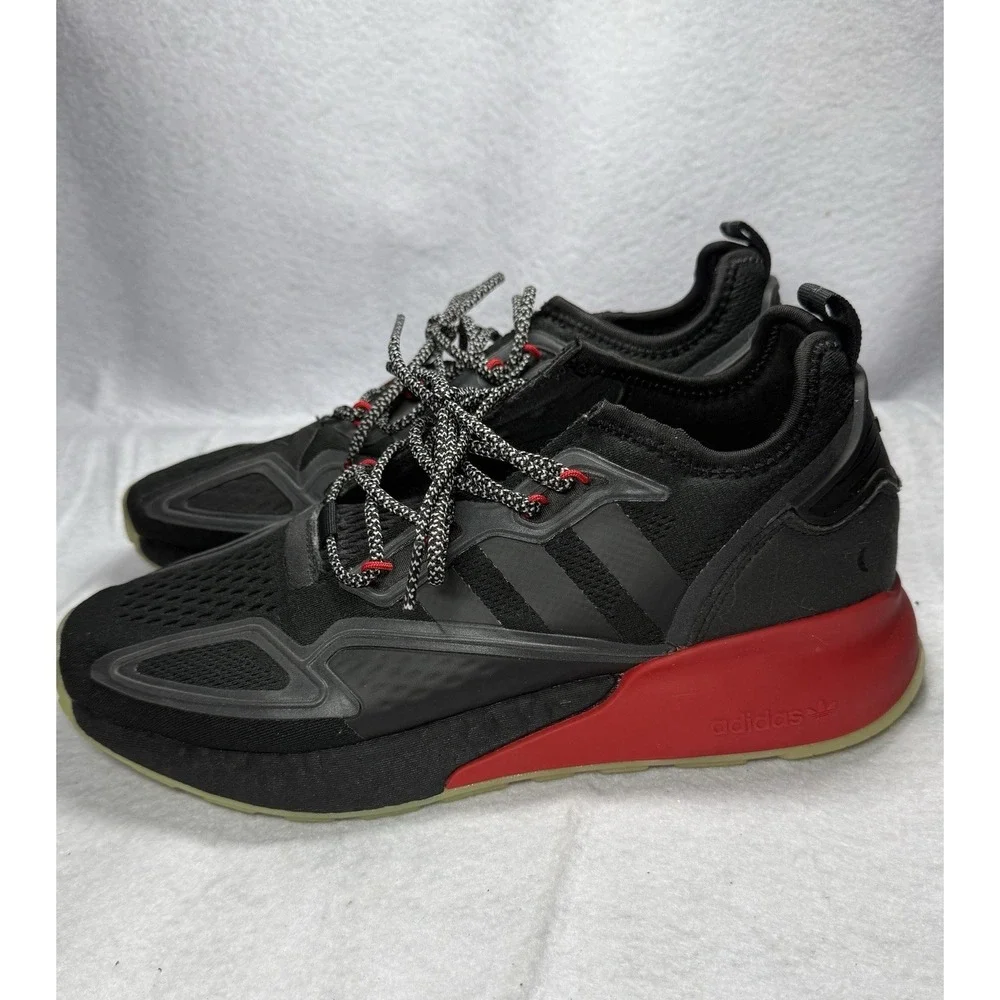 Adidas Originals Men's ZX 2K BOOST Size: 9 H01925 Black Scarlet Red Gum Running